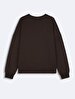Print Crew Neck Long Sleeve Oversized Fit Brown Sweatshirt