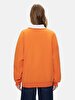 With Print Crew Neck Long Sleeve Oversized Fit Orange Sweatshirt