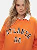 With Print Crew Neck Long Sleeve Oversized Fit Orange Sweatshirt