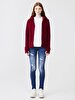 Straight With Hood Polar Zipper Closing Regular Fit Purple Sweatshirt