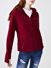 Straight With Hood Polar Zipper Closing Regular Fit Purple Sweatshirt