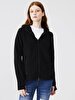 Straight With Hood Polar Zipper Closing Regular Fit Black Sweatshirt