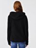 Straight With Hood Polar Zipper Closing Regular Fit Black Sweatshirt