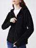 Straight With Hood Polar Zipper Closing Regular Fit Black Sweatshirt