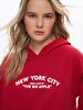 Surface With Print With Hood Without Zipper Regular Fit Red Sweatshirt