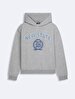 With Print With Hood Without Zipper Regular Fit Grey Sweatshirt