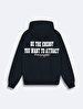 Surface With Print With Hood Without Zipper Relaxed Fi̇t Navy Sweatshirt
