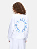 Surface With Print With Hood Without Zipper Boxy Fit White Sweatshirt