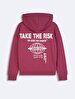 Surface With Print With Hood Without Zipper Relaxed Fi̇t Purple Sweatshirt
