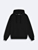 Surface With Print With Hood Without Zipper Oversized Fit Black Sweatshirt