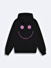 Surface With Print With Hood Without Zipper Oversized Fit Black Sweatshirt