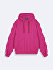 Surface With Print With Hood Without Zipper Oversized Fit Pink Sweatshirt