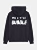 Print With Hood Without Zipper Relaxed Fi̇t Dark Grey Sweatshirt