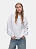 Print Crew Neck Long Sleeve Oversized Fit White Sweatshirt