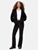 Straight With Hood Zipper Closing Relaxed Fi̇t Black Sweatshirt