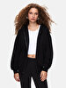 Straight With Hood Zipper Closing Relaxed Fi̇t Black Sweatshirt