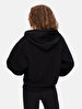 Straight With Hood Zipper Closing Relaxed Fi̇t Black Sweatshirt