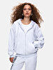 Straight With Hood Zipper Closing Relaxed Fi̇t Grey Sweatshirt