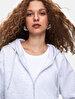 Straight With Hood Zipper Closing Relaxed Fi̇t Grey Sweatshirt