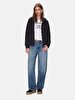 Straight With Hood Zipper Closing Regular Fit Black Sweatshirt