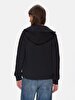 Straight With Hood Zipper Closing Regular Fit Black Sweatshirt