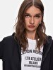 Straight With Hood Zipper Closing Regular Fit Black Sweatshirt