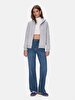 Straight With Hood Zipper Closing Regular Fit Grey Sweatshirt