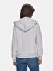 Straight With Hood Zipper Closing Regular Fit Grey Sweatshirt