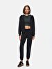 Straight With Hood Zipper Closing Regular Fit Black Sweatshirt