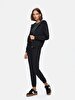 Straight With Hood Zipper Closing Regular Fit Black Sweatshirt