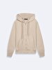 Straight With Hood Zipper Closing Regular Fit Beige Sweatshirt