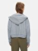 Print With Hood Zipper Closing Boxy Fit Grey Sweatshirt