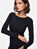 Straight Off-shoulder Long Sleeve Fit Midi Black Dress
