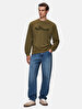 Si̇gned Crew Neck Long Sleeve Regular Fit Green Sweatshirt
