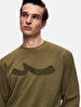 Si̇gned Crew Neck Long Sleeve Regular Fit Green Sweatshirt