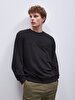 Si̇gned Crew Neck Long Sleeve Regular Fit Black Sweatshirt