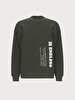 Print Crew Neck Long Sleeve Relaxed Fi̇t Green Sweatshirt