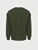 Print Crew Neck Long Sleeve Relaxed Fi̇t Green Sweatshirt