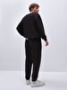 Print Crew Neck Long Sleeve Relaxed Fi̇t Black Sweatshirt