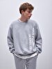 Print Crew Neck Long Sleeve Relaxed Fi̇t Grey Sweatshirt
