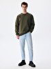 Print Crew Neck Long Sleeve Regular Fit Green Sweatshirt