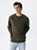 Print Crew Neck Long Sleeve Regular Fit Green Sweatshirt