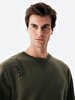 Print Crew Neck Long Sleeve Regular Fit Green Sweatshirt