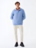 Straight Straight Collar Long Sleeve Regular Fit Blue Sweatshirt