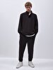Straight Straight Collar Long Sleeve Regular Fit Black Sweatshirt
