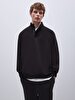 Straight Straight Collar Long Sleeve Regular Fit Black Sweatshirt