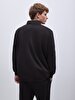 Straight Straight Collar Long Sleeve Regular Fit Black Sweatshirt
