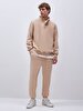 Straight Straight Collar Long Sleeve Regular Fit Beige Sweatshirt