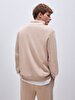 Straight Straight Collar Long Sleeve Regular Fit Beige Sweatshirt