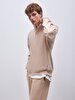 Straight Straight Collar Long Sleeve Regular Fit Beige Sweatshirt